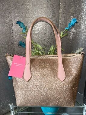 Kate Spade “New With Defects” Joeley Small Satchel in Rose Gold Glitter